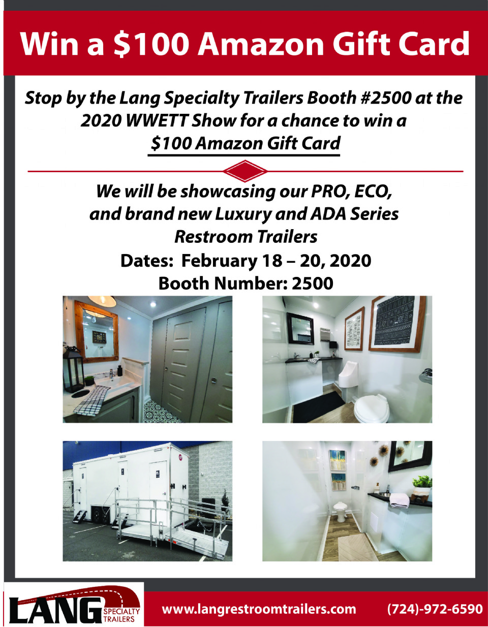Restroom Trailer Exhibits, Happy Hour, and a Chance to Win a $100 Amazon Gift Card!